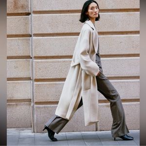 Zara premium Manteco wool belted coat size XL